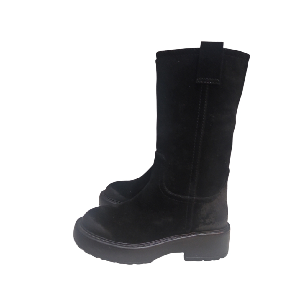 Jeffrey Campbell Wybie Woman Black Geniun Suede Mid-Calf Boots Size6